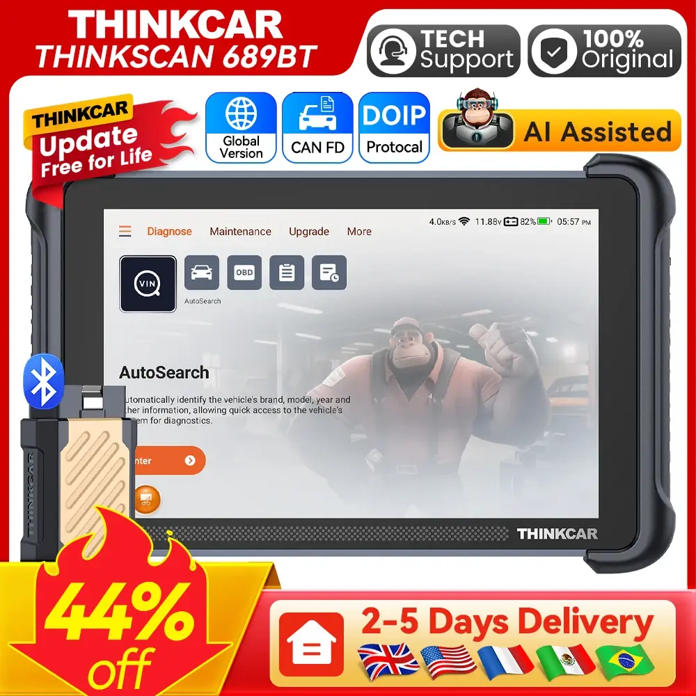 Atualização Gratuita Vitalícia THINKCAR THINKSCAN 689BT Ferramenta de Diagnóstico OBD2 com Assistente de IA, Codificação ECU, Bidirecional, 35 Funções de Reset, CANFD, DOIP - 1