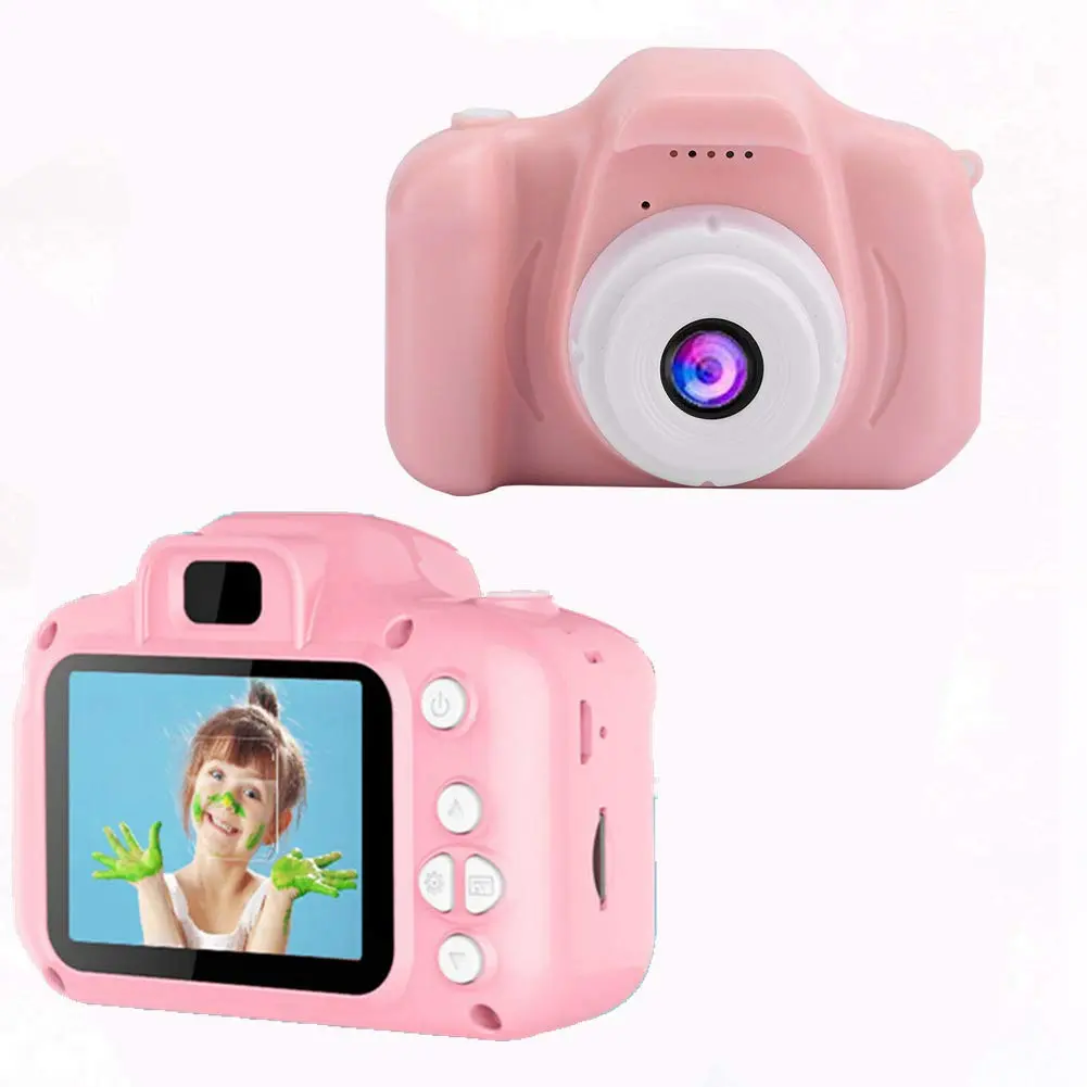 Câmera infantil para crianças câmeras de vídeo digital para meninas presentes de brinquedo de aniversário de 4 a 12 anos Câmera infantil de ação infantil 2 polegadas 1080P(Pink-General Edition)