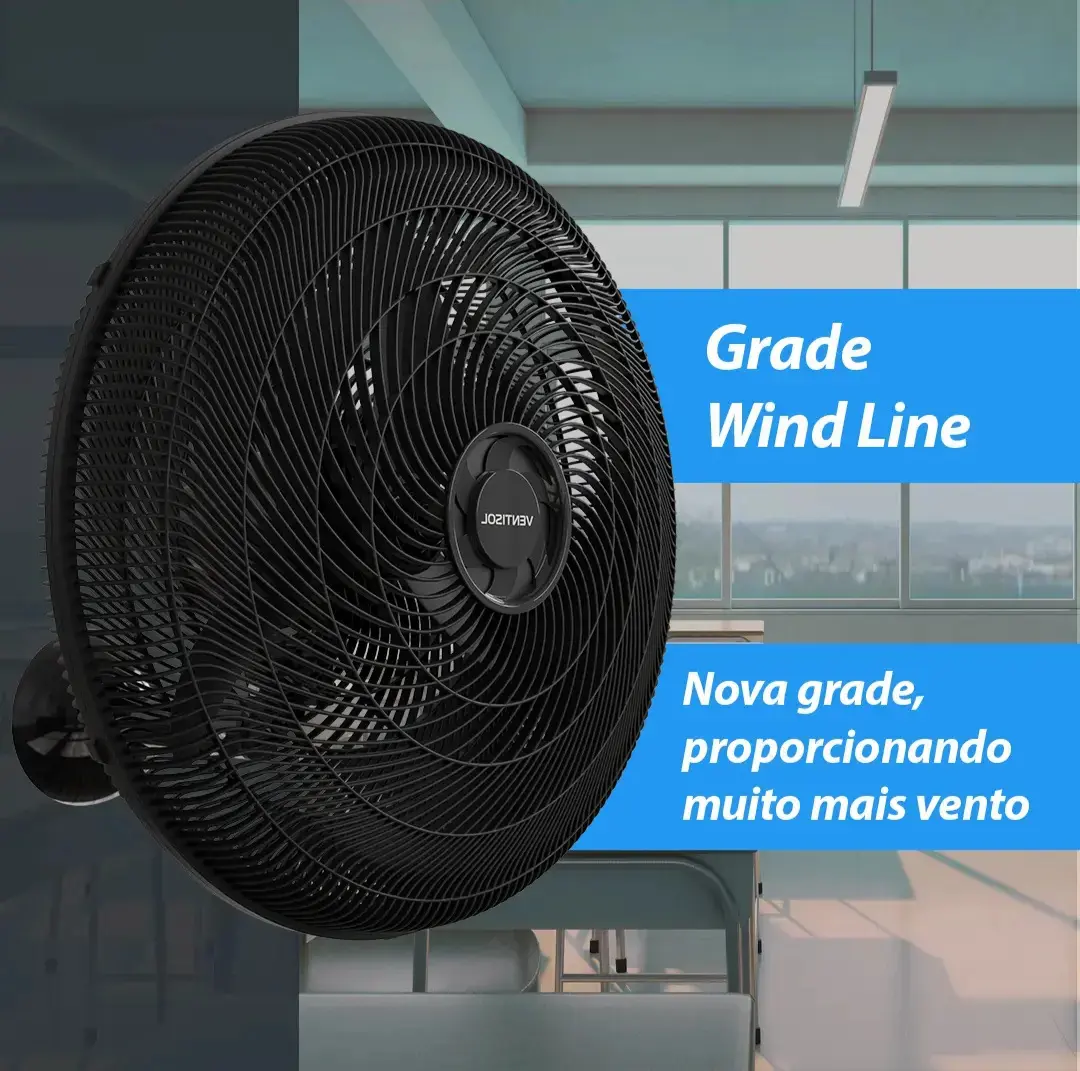 Ventilador De Parede Ventisol New Azul 3 Velocidades Estrutura Preto Diâmetro 50 Cm Material Das Pás Plástico thumbnail 6