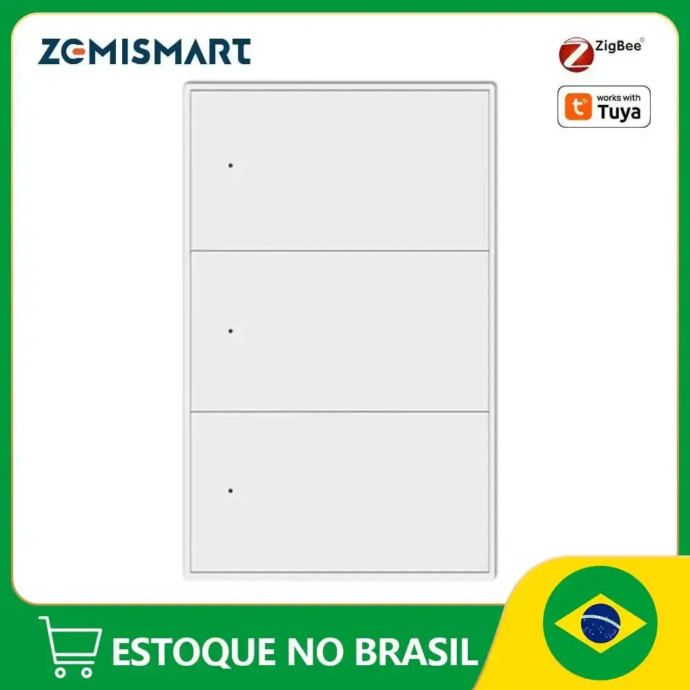 Interruptores de Luz de Parede Zemismart Zigbee 1 2 3 4 6 Gangues Compatíveis com App Tuya com Interruptor Neutro Controle por Voz Alexa Google Home