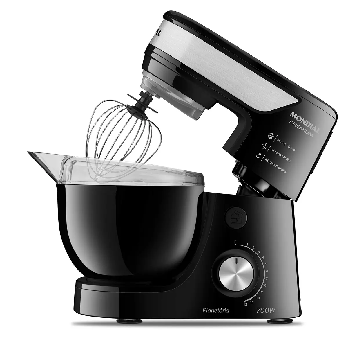 MONDIAL Batedeira Planetária, Preto/Inox, 700W, 110V - BP-01P-B