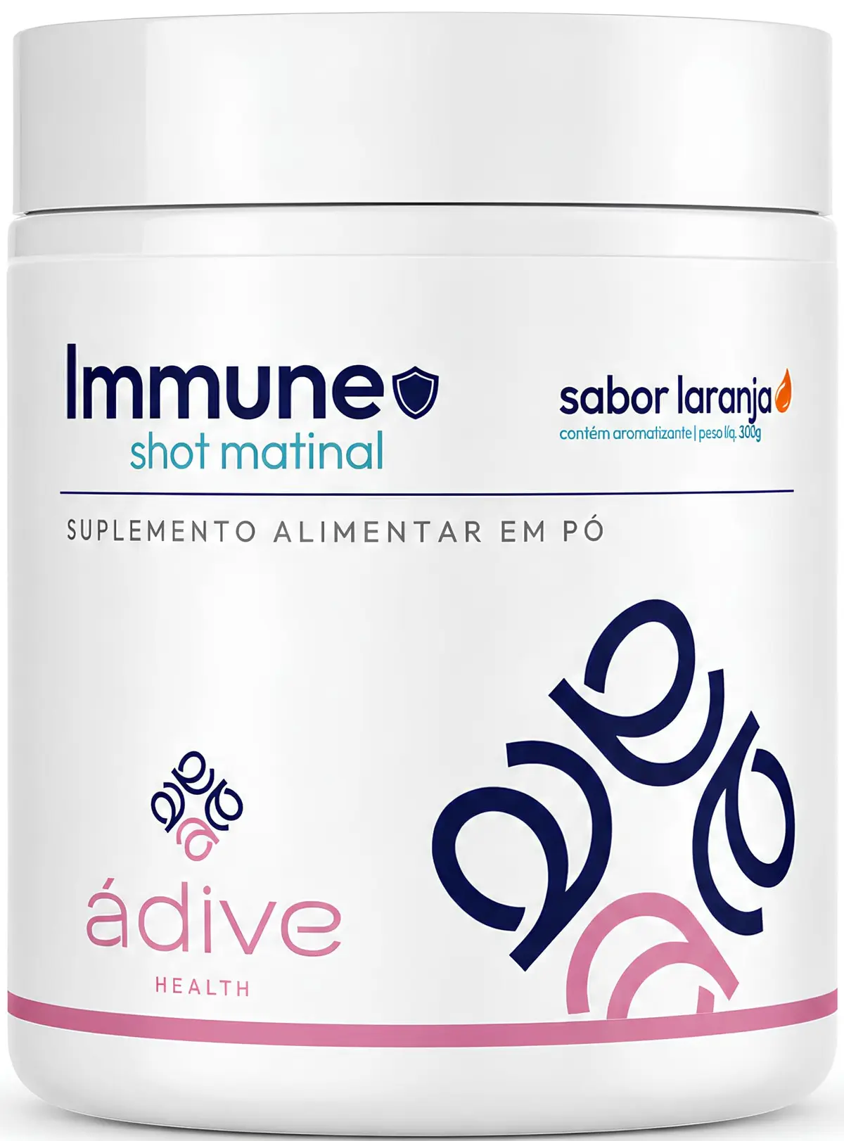 Shot Matinal para Disposição e Suporte ao Sistema Imunológico | Com Glutamina, Beta-Glucana, Vitaminas C, D e Zinco | Ádive Immune 300g Sabor Laranja
