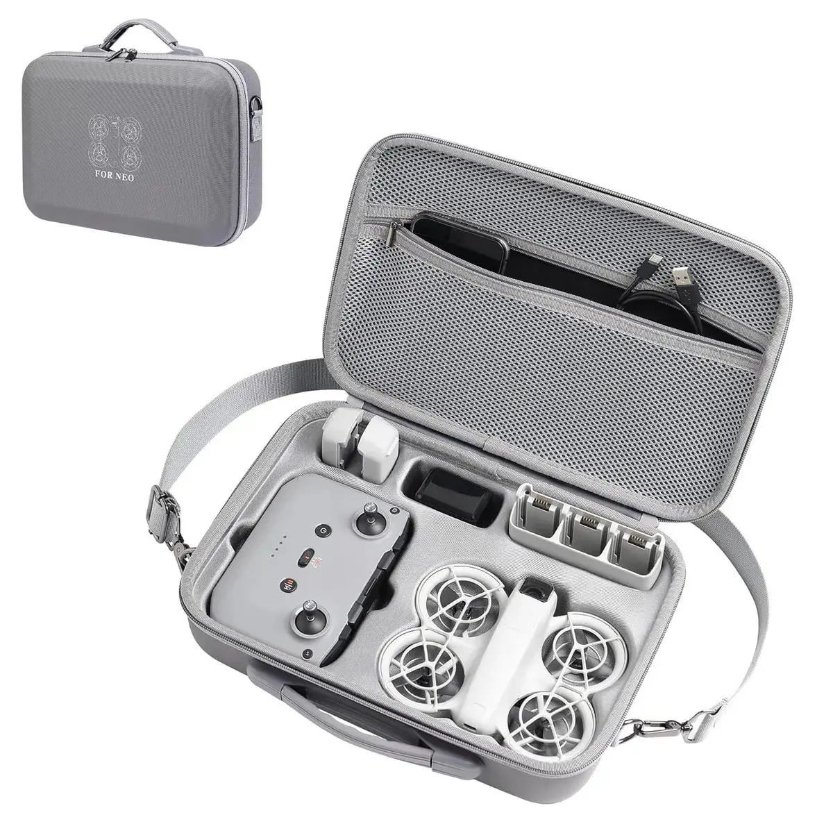 Para Dji Case Drone Neo E Acessórios Impermeável Conveniente Pequeno Armazenamento Transversal E Portátil Cinza-escuro