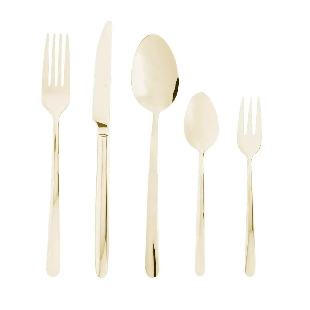 WOLFF Faqueiro de Aço Inox Viena Champanhe Fosco 30 Peças - Mesa Posta - Itens Para Casa - Utensílios de Cozinha - Enxoval - Casamento - Decoração