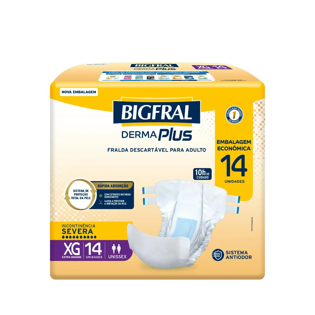 Fralda Bigfral Derma Plus Econômica XG 14 Unidades - 1