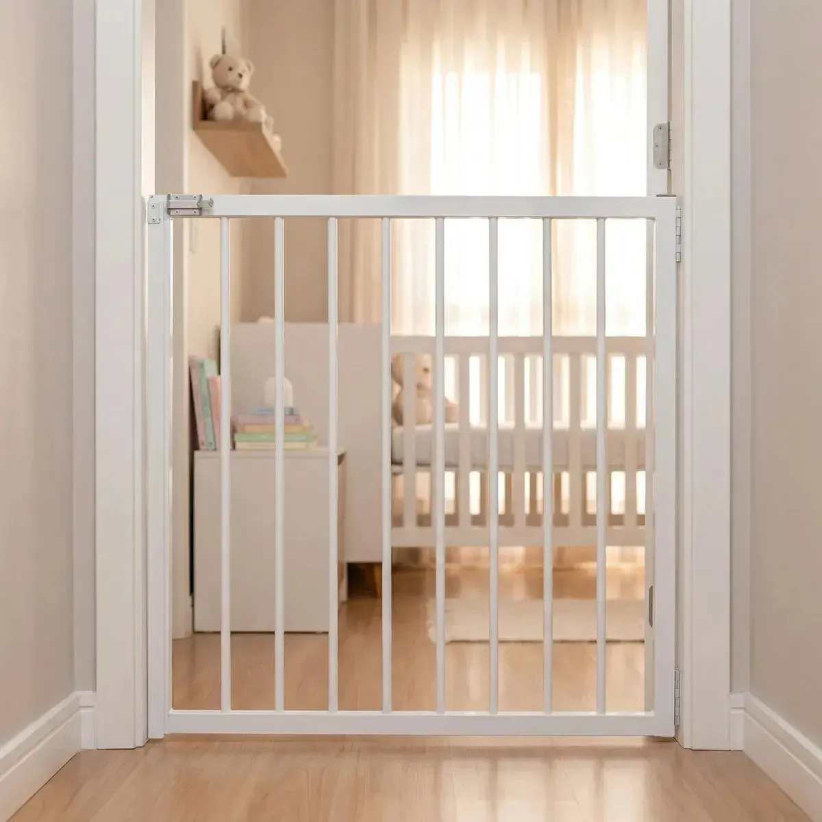 Portão Pet Fixo Parede 80cm Branco Segurança Aço Parafusado