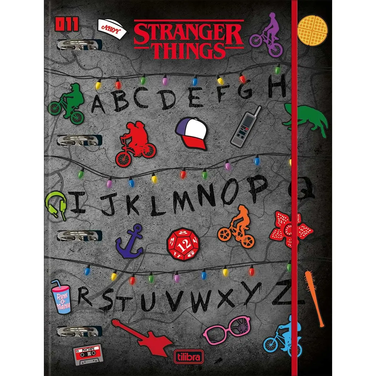 Tilibra - Caderno Argolado Cartonado Universitário com Elástico Stranger Things 48 Folhas - 200mm x 275mm - 1 unidade