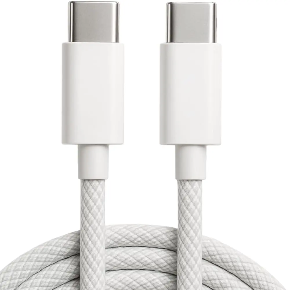 Cabo USB-C Tipo C 60W Trançado 1M Premium De Nylon Compatível com iPhone 15, 15 Pro/Max, iPhone 16, 16 Pro/Max, iPhone 17, 17Pro/Max, Samsung Galaxy, IOS/Android