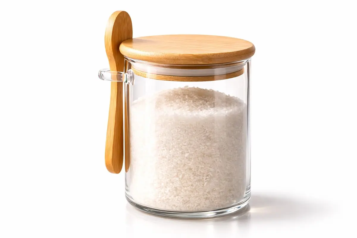 Pote de Vidro 500ml Hermético com Tampa de Bambu Redondo Flat Porta Café Açúcar Temperos (1) - 1