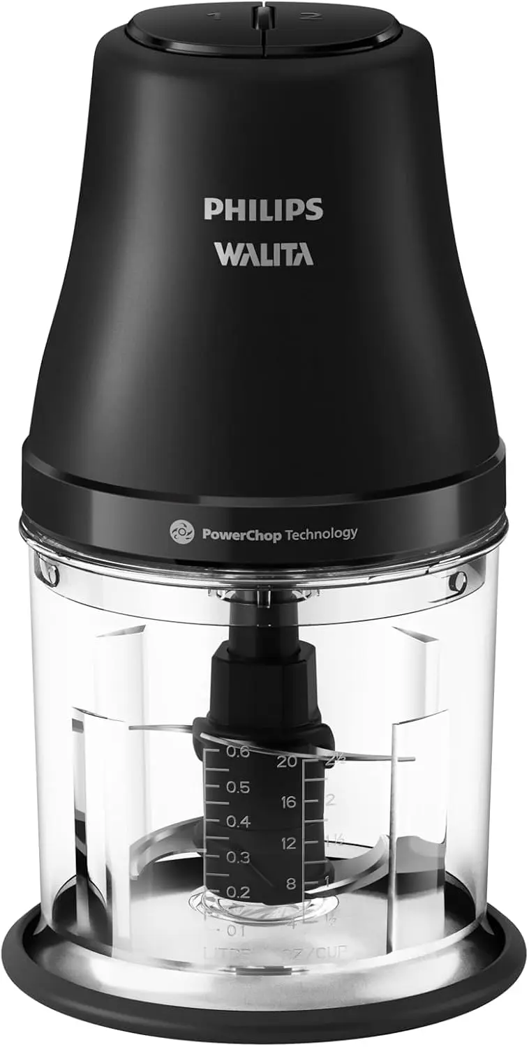 Philips Walita Processador de Alimentos PowerChop 450W, Preto, 220V | Pica e Mistura Rápido – lâminas eficientes da Série 3000 para o preparo de receitas (HR1501/02) - 1