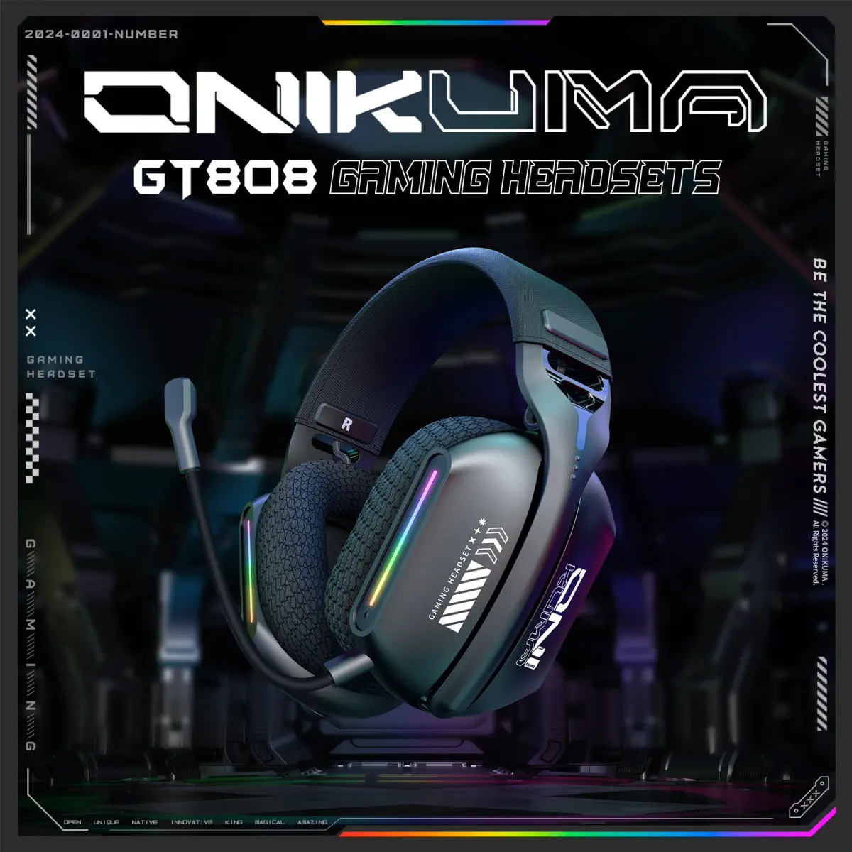 ONIKUMA Fone de ouvido para jogos sem fio 2.4G/com fio/Bluetooth 3 modos dobráveis HD Mic Soft Ear Pads Som imersivo para PC/PS4/5 GT808 - 1
