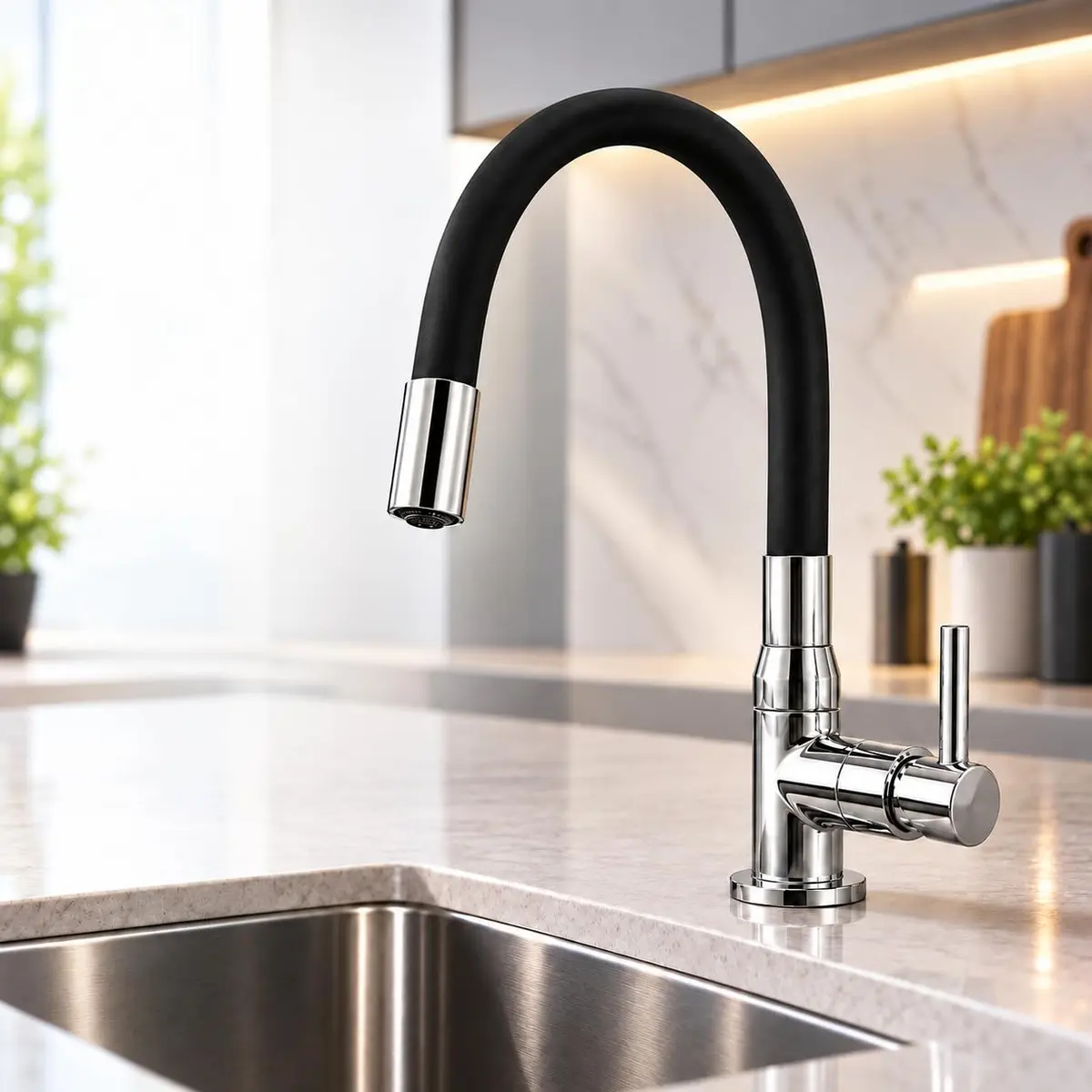 Torneira para Cozinha de Mesa com Bica Flexível, Estilo Gourmet