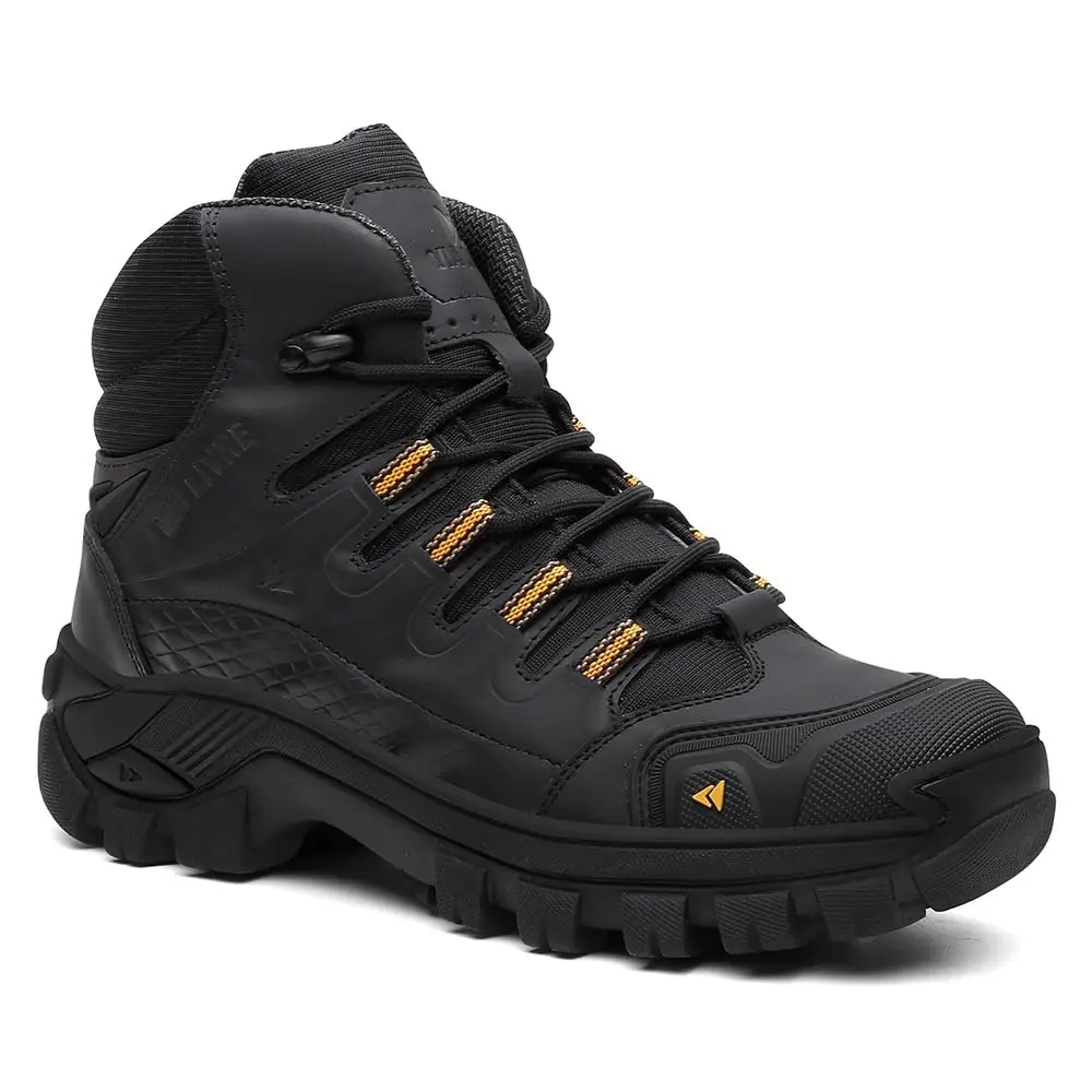 Coturno Masculino Bota Storm em Couro Legítimo Blaqueado Biqueira de PVC B11