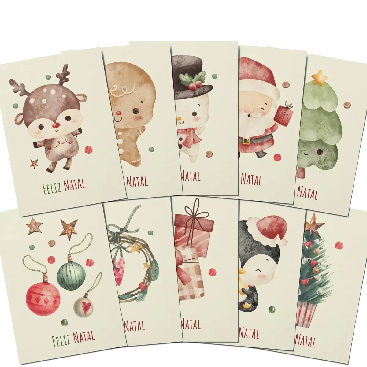 Fábrica de Pôster Mini cartões de Natal - 30 unidades - tamanho 5x7cm | 30 cartões para presentes, cestas e produtos.