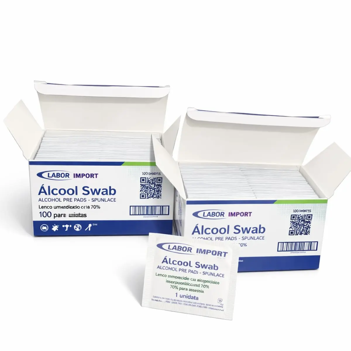 Álcool Swab 70% para Assepsia Caixa com 200 Unidades Embalado Individualmente Lenço Antisséptico Álcool Isopropílico - 1