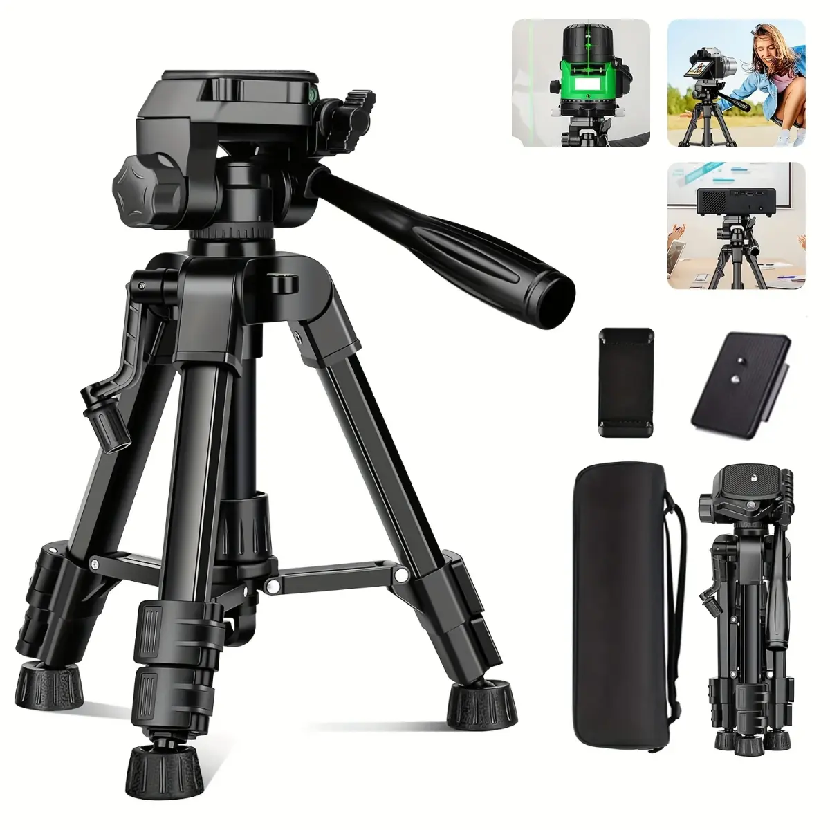 Mini tripé para câmera, tripé de câmera de mesa de alumínio de 25 polegadas, tripé de viagem portátil, para câmeras, projetores, luneta