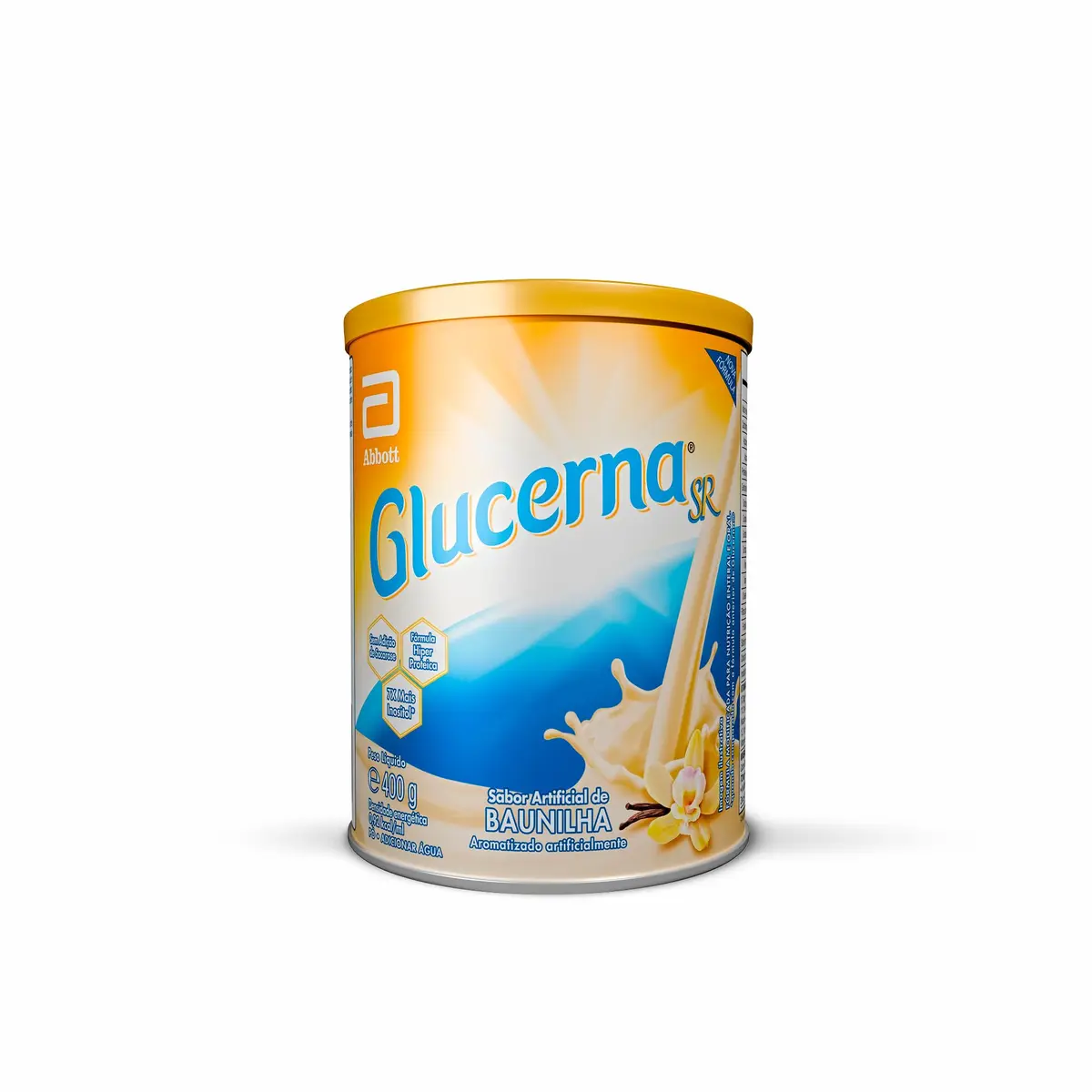 GLUCERNA SR Suplemento Nutricional, com Proteínas, Fibras Prebióticas, Vitaminas e Minerais, Sem Adição de Sacarose, Pó, 400g, Baunilha - 1