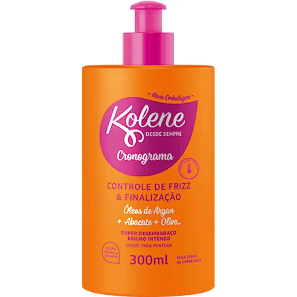Creme para Pentear Kolene Cronograma Controle de Frizz 300ml | Controle de frizz, brilho intenso e super desembaraço.