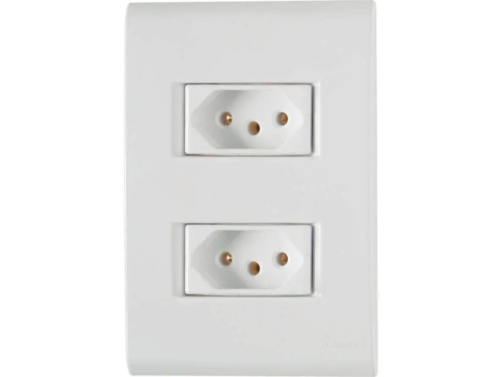 Conjunto Placa 4X2 + 2 Tomada 2P + T Termopl 20A 250V Linha LIZ Branco Granel Tramontina