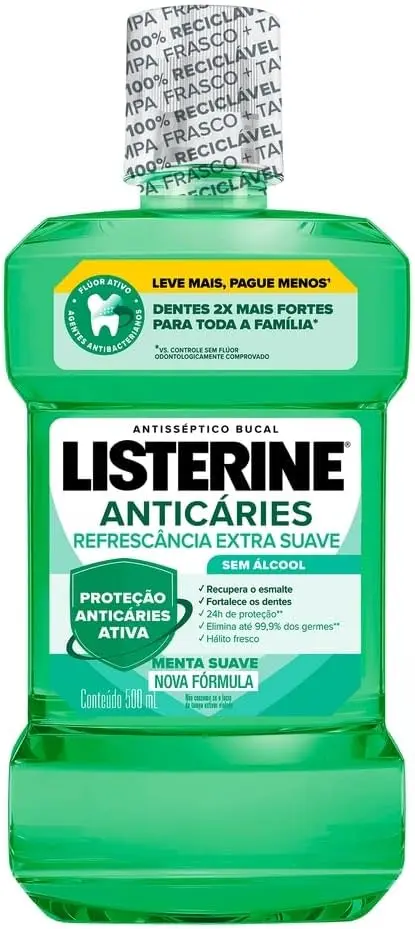 Enxaguante Bucal Anticáries Listerine, Menta, 500ml