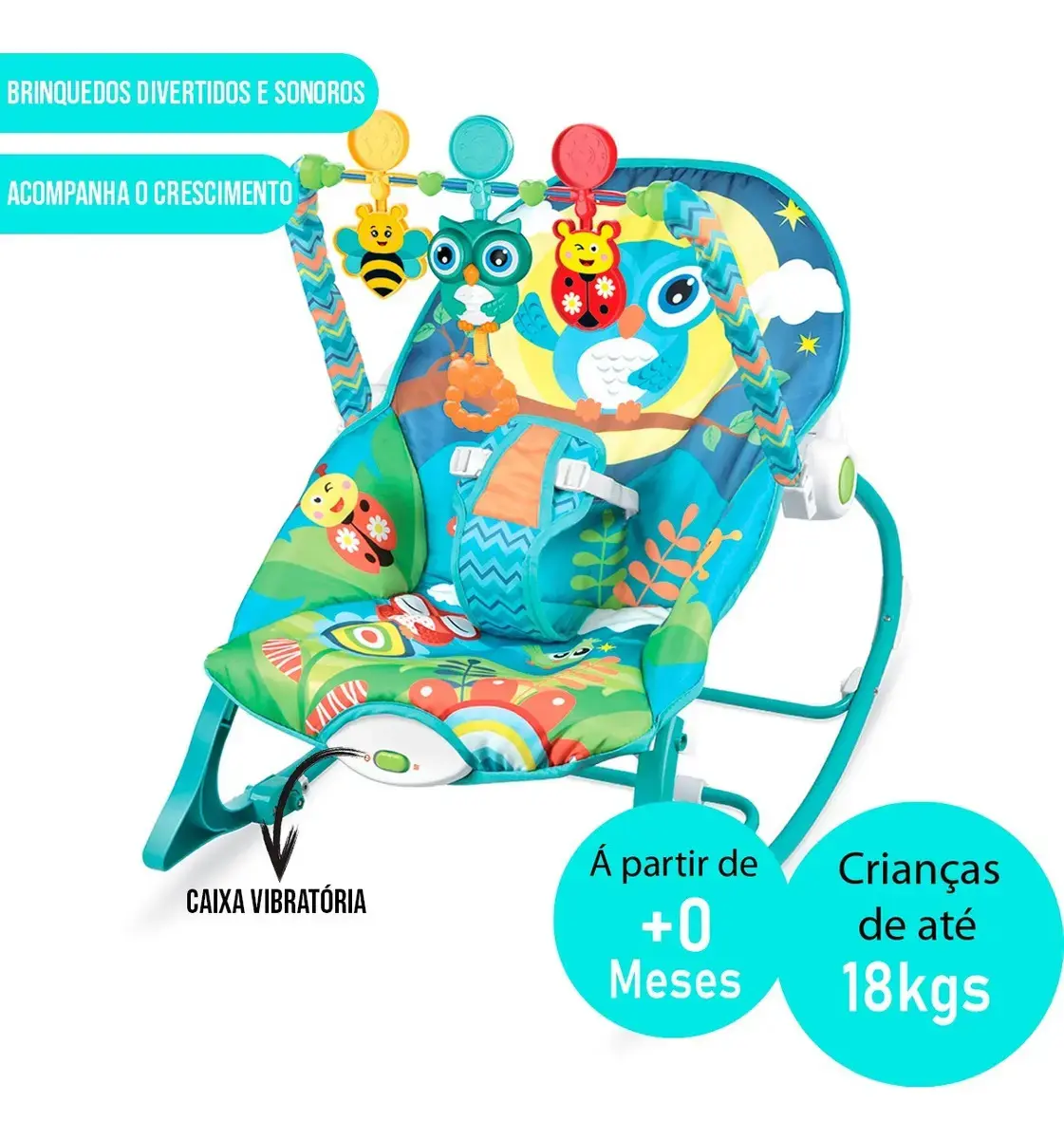 Cadeira de Descanso e Balanço Funtime 18kgs Coruja Maxi Baby thumbnail 6