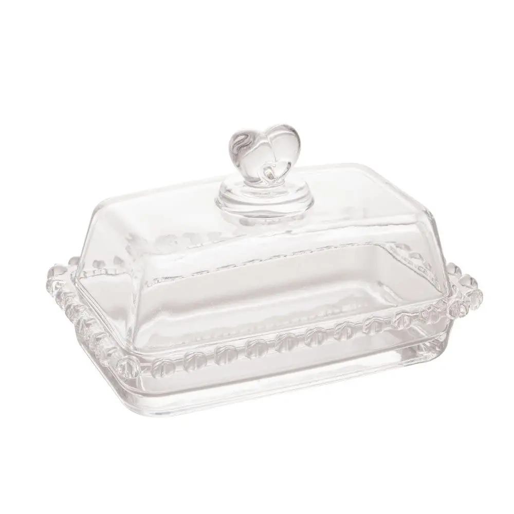 LYOR - Manteigueira de Cristal com Tampa Coração 17cm x 10,5cm x 10cm