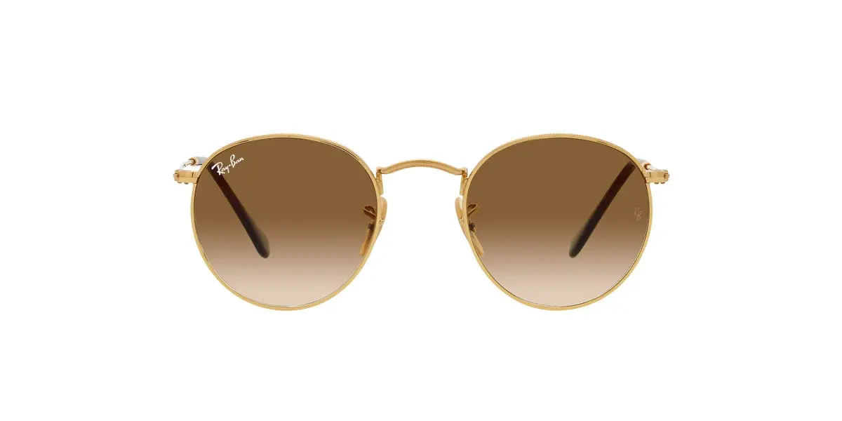 Óculos de Sol Ray-Ban Round Metal 0RB3447 001/51 Tam 53 / Ouro - Lentes Marrom Gradiente Unissex