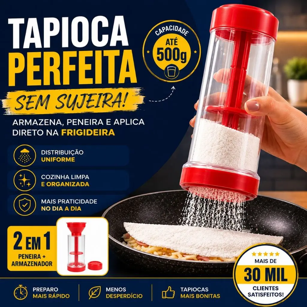 Tapioqueira 2 em 1 | Peneira + Armazenador de Tapioca | Praticidade Sem Sujeira na Cozinha - BARUCH - 1