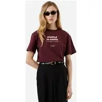 camiseta oversized feminina de algodão estampada vinho