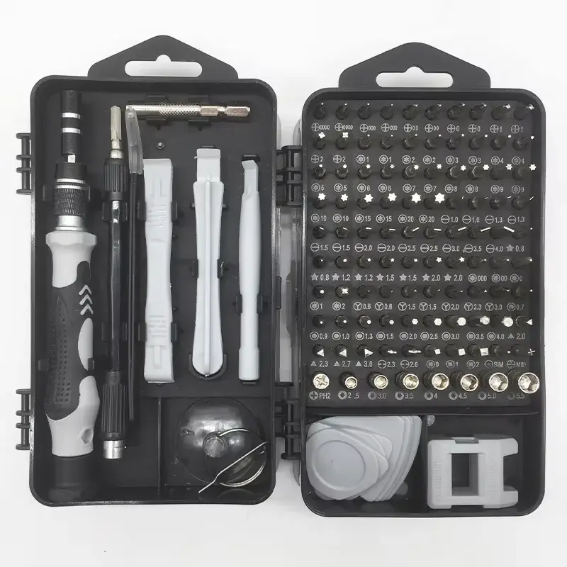 Conjunto de Chaves de Precisão 115 em 1 com Pontas Magnéticas para Parafusos e Porcas WEEKS, Kit de Ferramentas Multifuncional para Reparos Domésticos