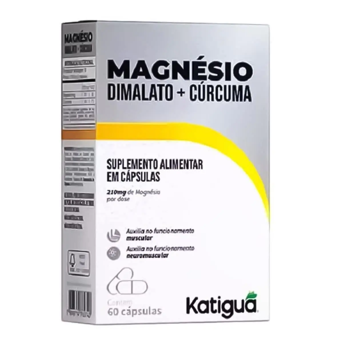 Katiguá, Magnésio Dimalato + Cúrcuma, Sem sabor, 60 Cápsulas rígidas • 30 doses, Branco - 1