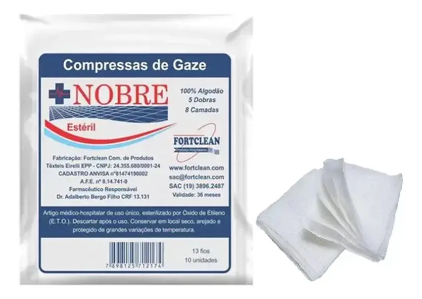 500 Compressa De Gaze Estéril 13 Fios Nobre (50 Pacotes C/10) thumbnail 5
