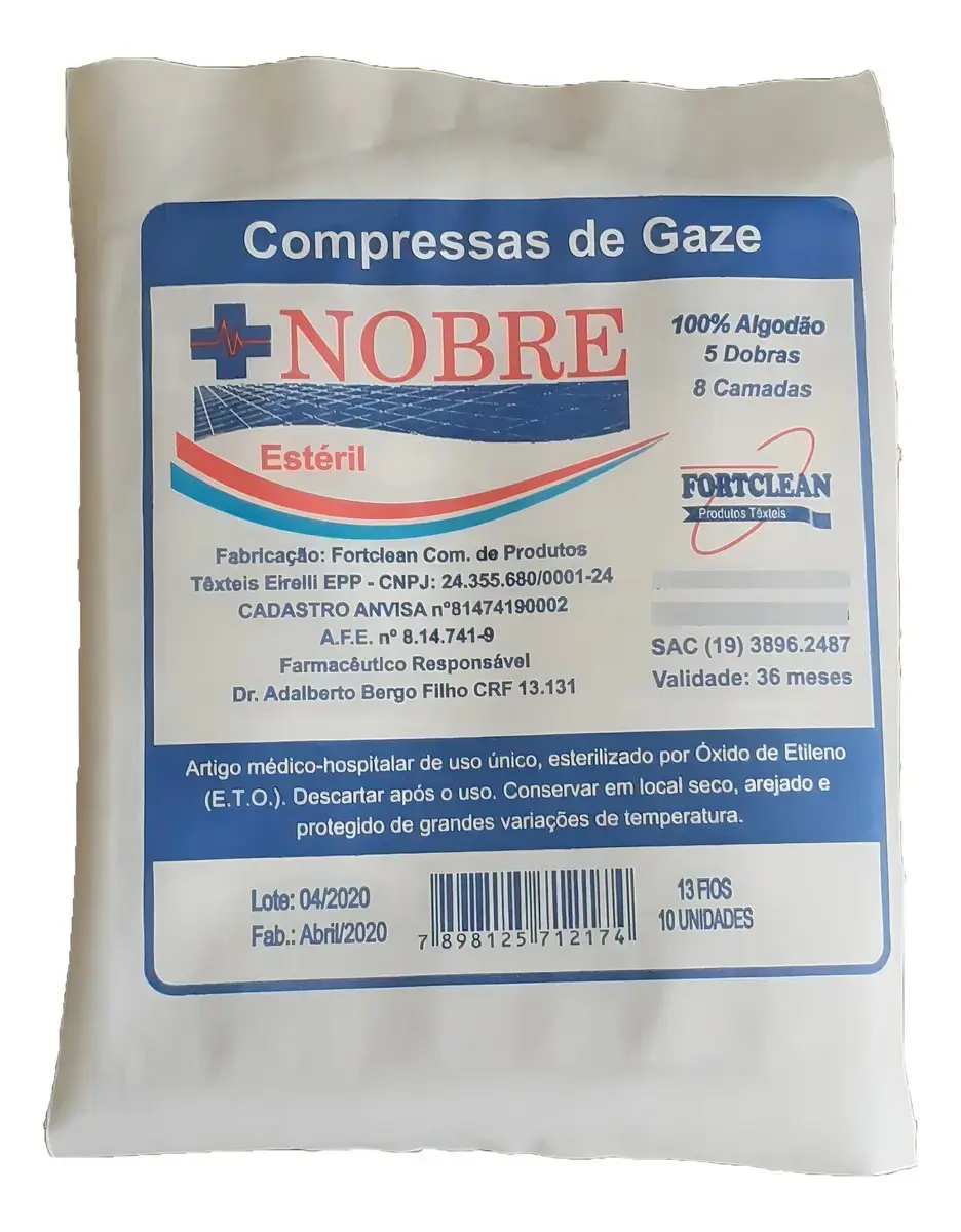500 Compressa De Gaze Estéril 13 Fios Nobre (50 Pacotes C/10) thumbnail 6