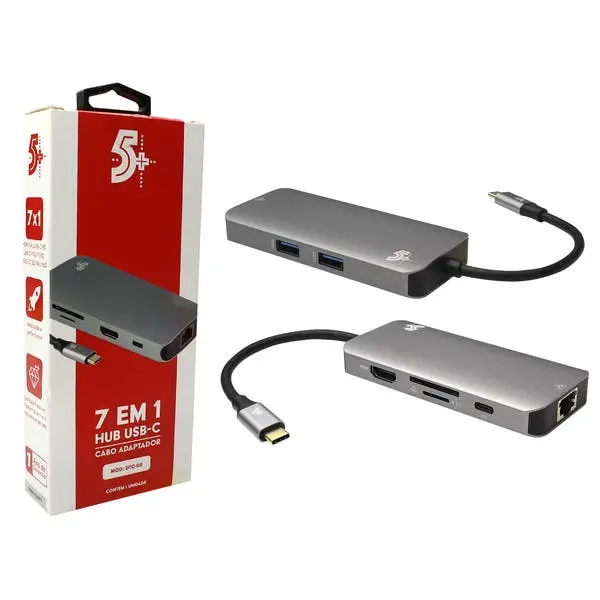 Adaptador Hub Hdmi 4k Usb-c Para Notebook 7x1 Original 5+
