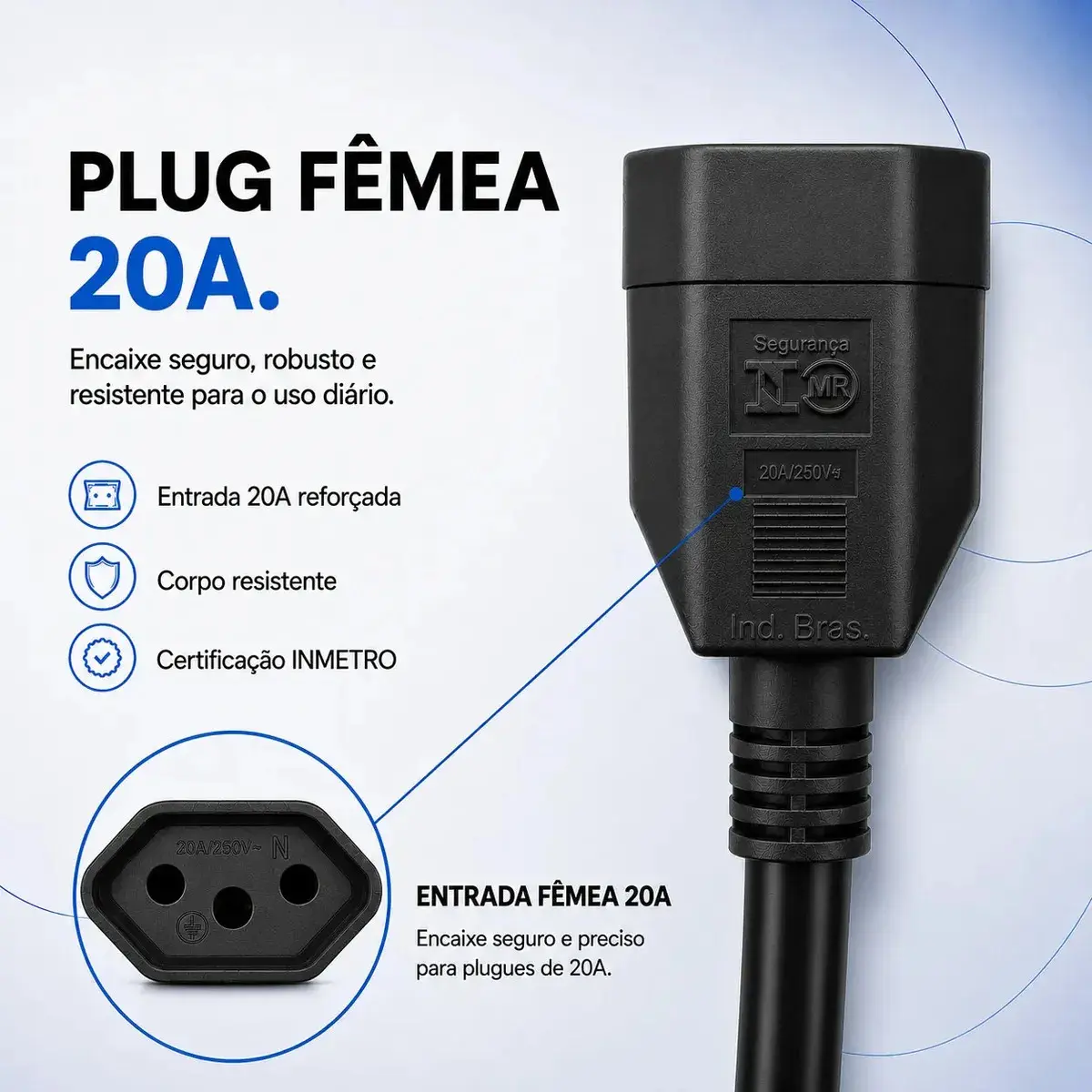 Adaptador Tomada 20a P/ 10a Carregador Carro Elétrico Bivolt Two Lef thumbnail 3