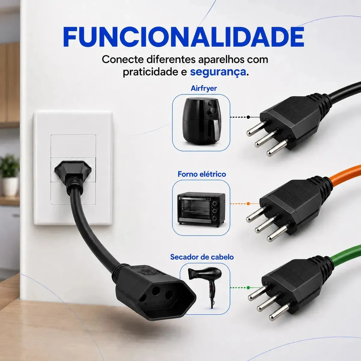 Adaptador Tomada 20a P/ 10a Carregador Carro Elétrico Bivolt Two Lef thumbnail 7