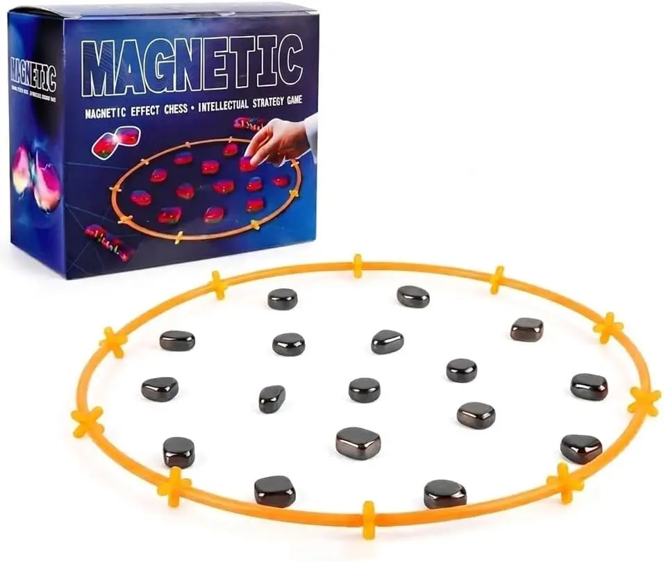 Jogo De Estratégia Xadrez Magnetico, Jogo Magnetico, Jogo de Xadrez de Ímã, Divertido Jogo de Xadrez Magnético Multijogador de Mesa com Pedras, Jogo de Ímã com Corda