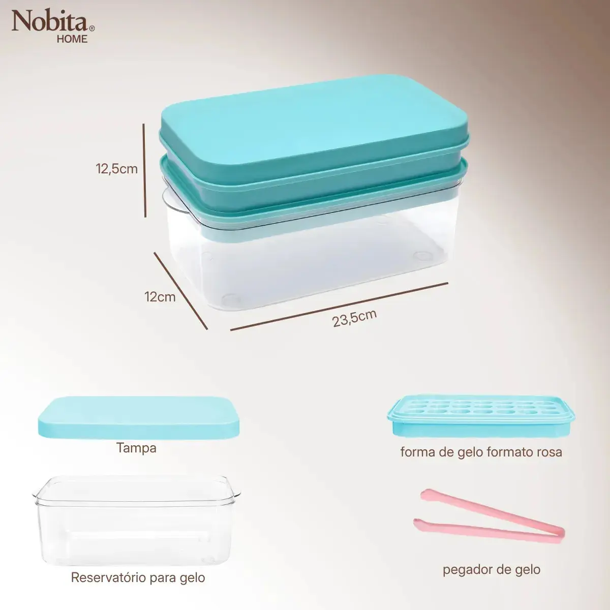 Forma De Gelo Silicone 28 Cubos Em Formato De Rosa Com Reservatório E Tampa Azul thumbnail 6