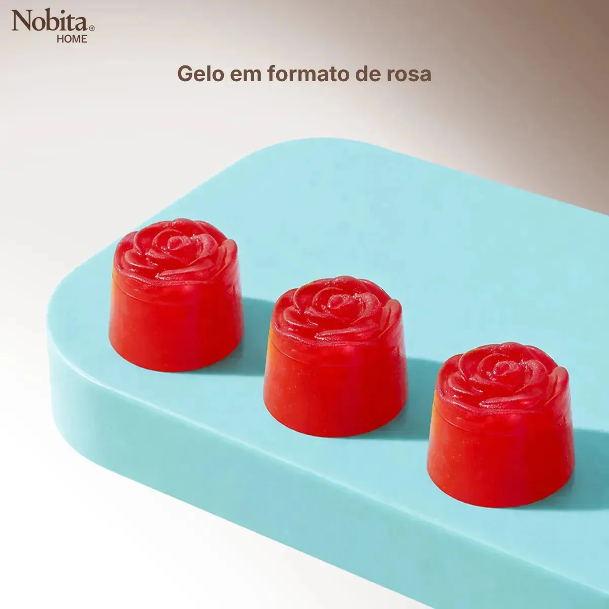 Forma De Gelo Silicone 28 Cubos Em Formato De Rosa Com Reservatório E Tampa Azul thumbnail 8