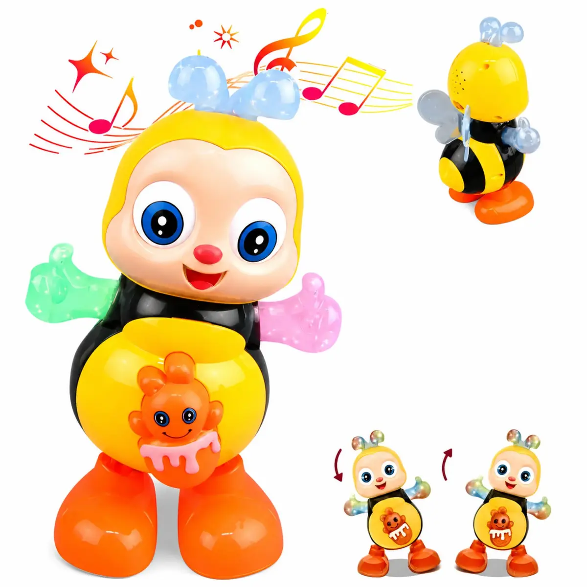 Robô Abelinha Dançante Infantil LED Musical Interativo com Sons e Luzes | Estímulo à Curiosidade, Movimento e Diversão nas Brincadeiras