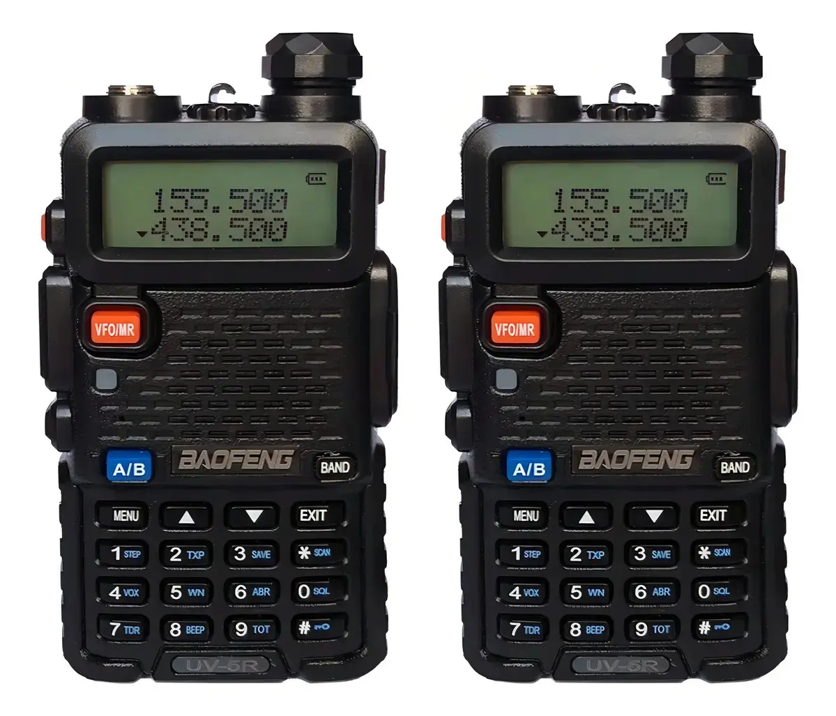 Kit 2 Rádio Comunicador Ht Uhf Vhf Baofeng Uv-5r Dual Band Cor Preto