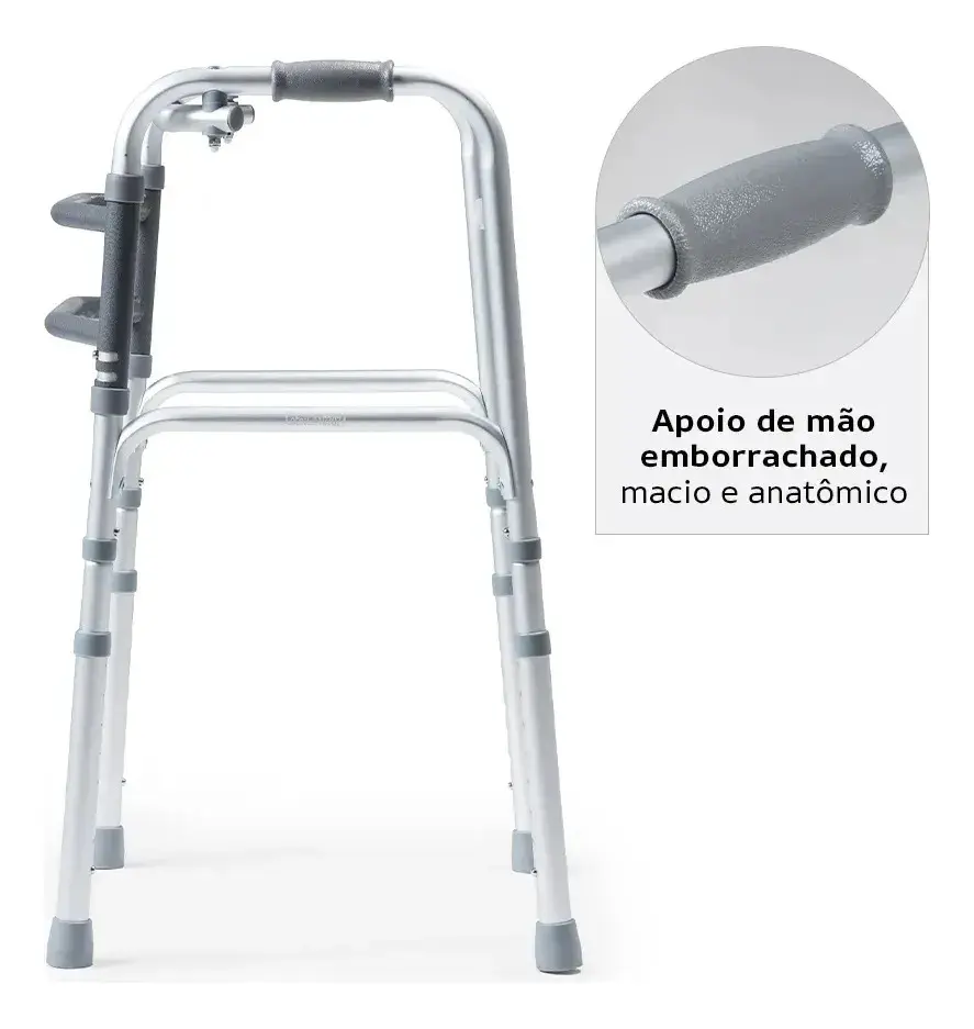 Andador Ortopédico para Idoso Alumínio Dellamed D10 Dobrável 3 Barras até 150 kg thumbnail 3