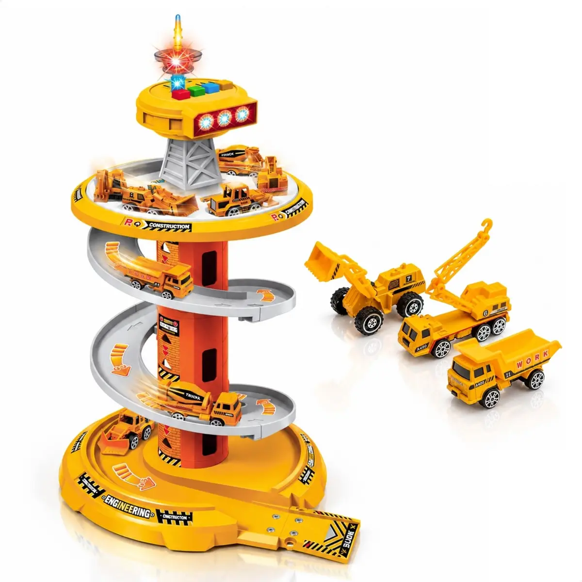 Pista de Carrinhos Infantil Brinquedo Corrida Posto Com Luz e Som (Amarelo) - 1