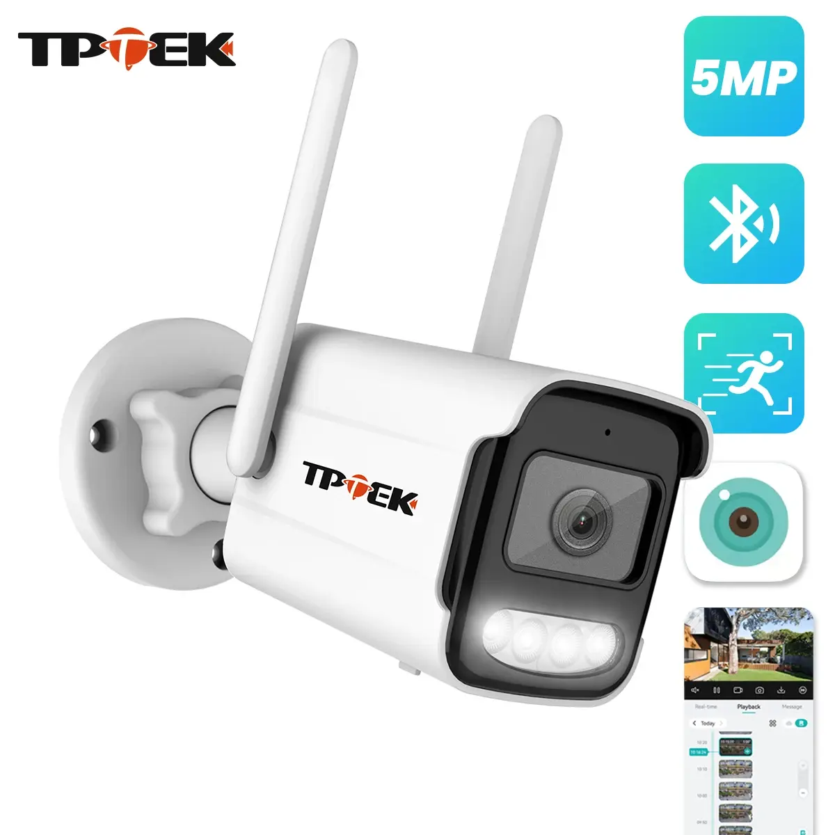 Câmera IP 5MP Wifi Sem Fio de Segurança com Detecção Humana por IA ICSee CCTV Bullet para Vigilância Externa, Proteção e Gravação de Vídeo