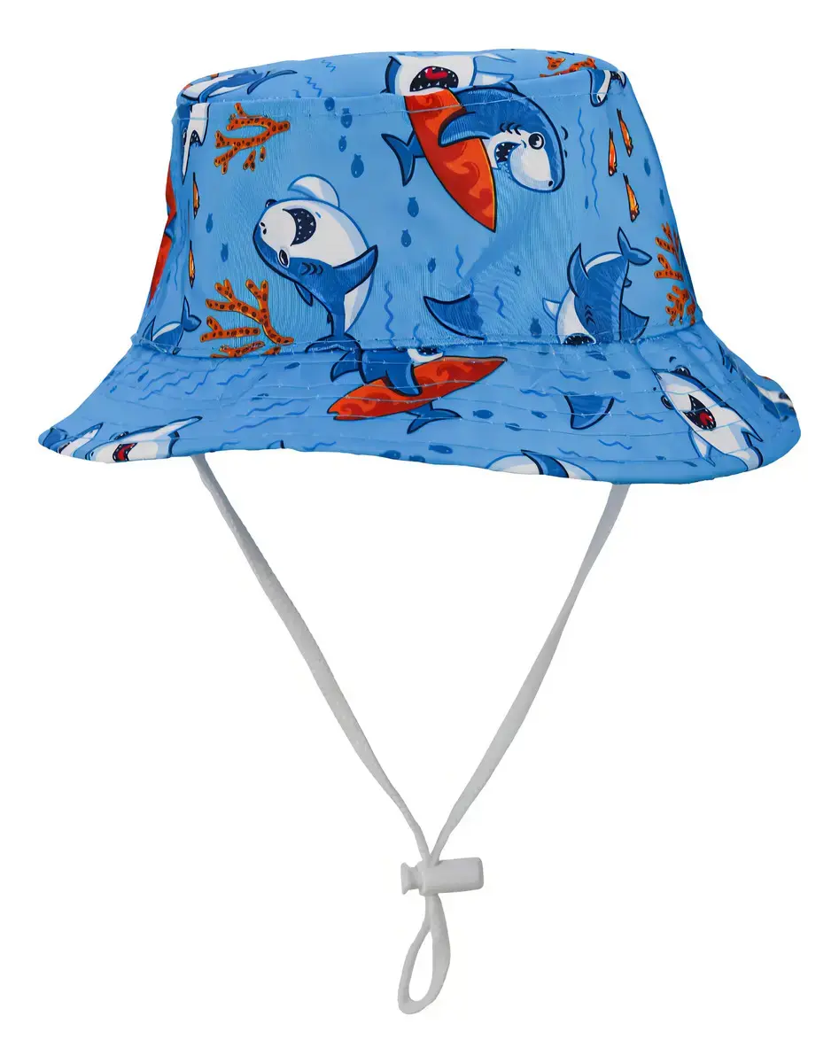 Chapéu Bucket Bebê Infantil Praia Proteção Solar Uv Girafa Cor Tubarão Azul Tamanho Un