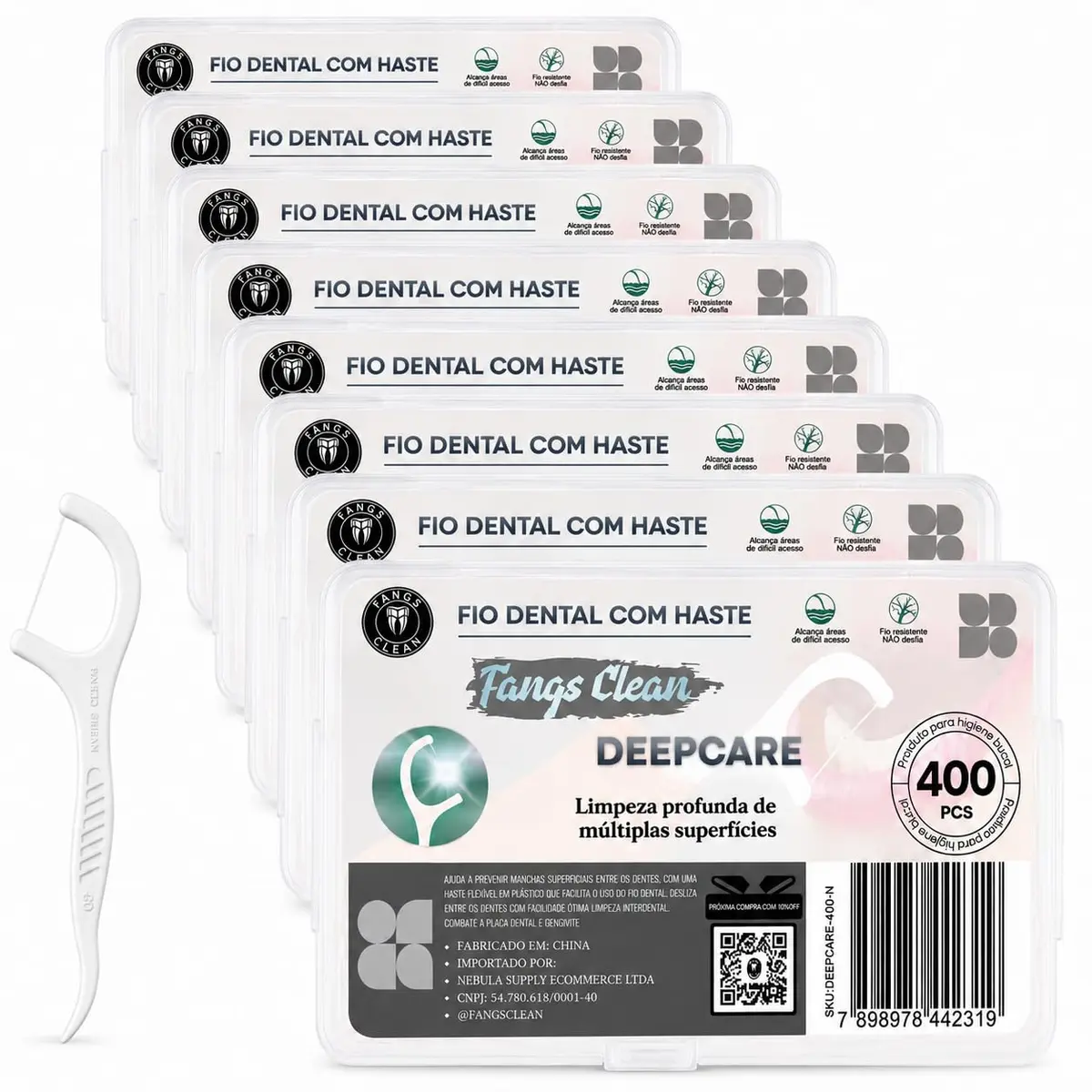 Kit Fio Dental Com Haste Suporte Plástico Palitos Interdental Fácil de Usar Limpeza Profunda Kit /200/400 unidades (400)