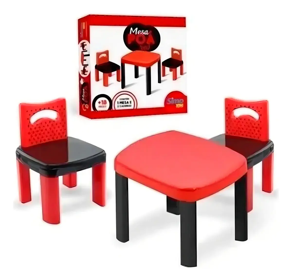 Mesinha Infantil Poá Red Com 2 Cadeiras - Simo Toys