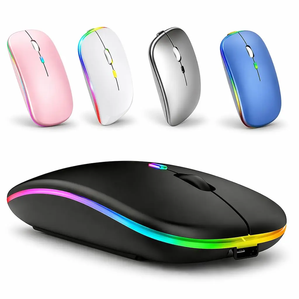 Mouse sem Fio Recarregável Dupla Conexão, Bluetooth e USB, Wireless Mouse compatível com iPhone, MacBook,iPad,Laptop,PC,Notebook, Tablet,Ergonômico, Premium TecQuality (Preto) - 1