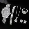 [Imposto Incluso] Conjunto de Relógios Femininos Luxuosos - 6 Peças com Cristais e Strass - 1