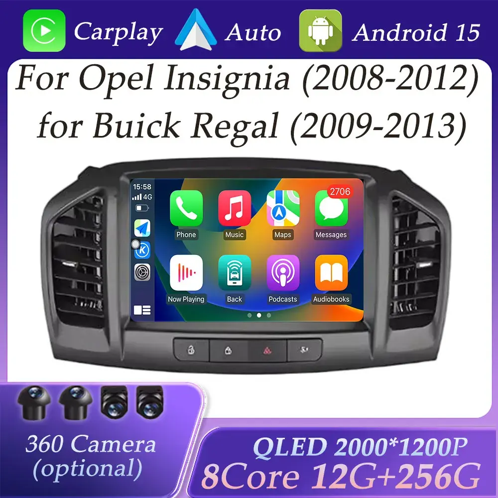 Para opel insignia 2008 - 2012 para buick regal 2009 - 2013 carplay rádio do carro reprodutor multimídia gps navi dsp estéreo tela dividida